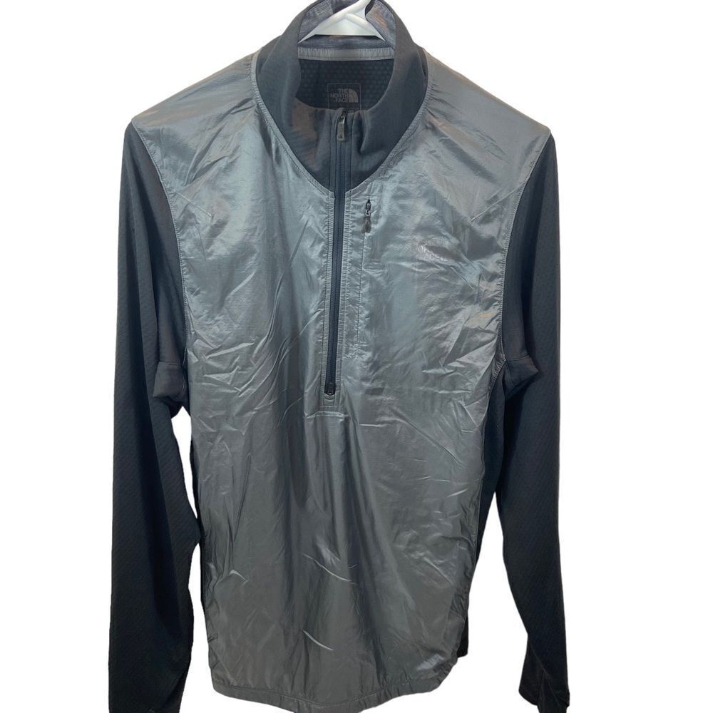 Men’s The North Face Mixed Media Grey 1/4 Zipper Flashdry Jacket Size Medium